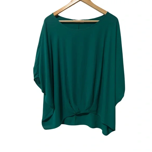 S-Twelve Made in USA Emerald Green Oversized Dolman Sleeve Blouse 3X - Picture 1 of 6